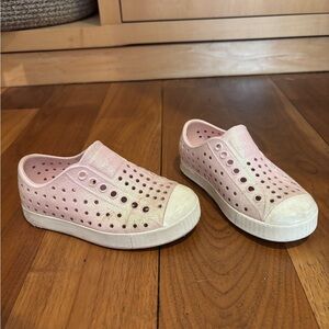 Native Kids Slip-On Perforated Shoes in Light Pink with White Sole